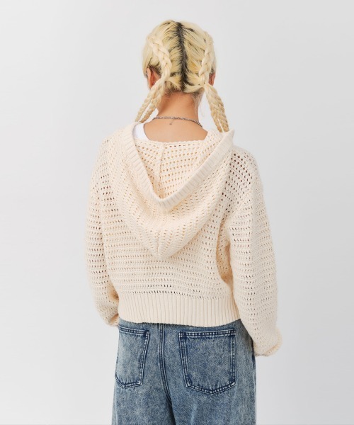 ニット セーター atmos pink Hoodie Knit Cardigan / アトモス ピンク フーディ ニット カーディガン レディース atmos girls ニット セーター pink Hoodie Knit Cardigan