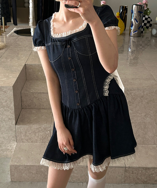 25ss VALENTINO コットン デニム ワンピース 6B3DA02S94B558 VALENTINO ライトウェイトデニム ワンピース (VALENTINO