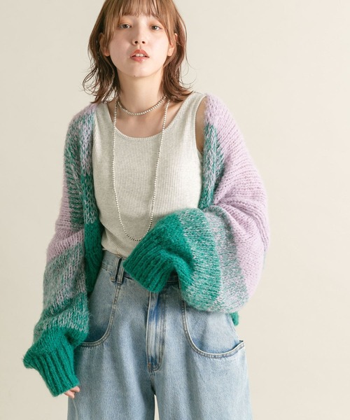 「KBF」 ニットカーディガン ONE ブルー系その他 レディース_画像3