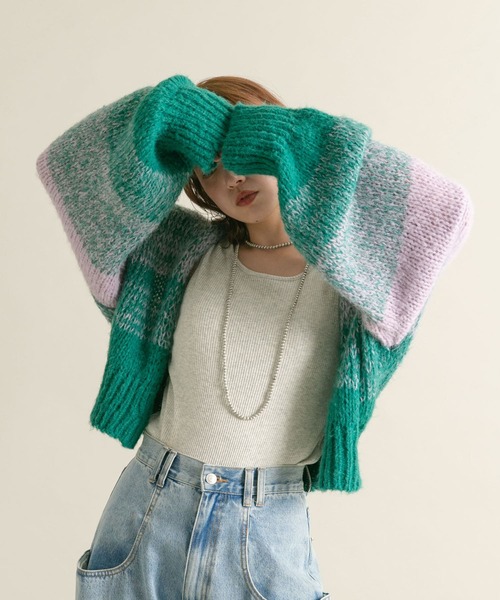 「KBF」 ニットカーディガン ONE ブルー系その他 レディース_画像5