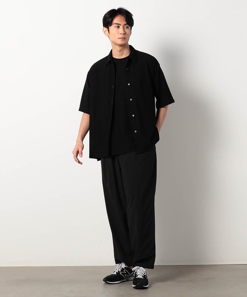 新品タグ付き☆ドアーズ アーバン カットメッシュ カーデシャツジャケット Grand PARK シャツ ジャガードメッシュ半袖シャツ メンズ