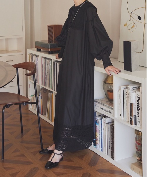 【美品】PERNA ペルナ ティアードチュニックワンピース ブラック PERNA（ペルナ）の「ティアードチュニックワンピース