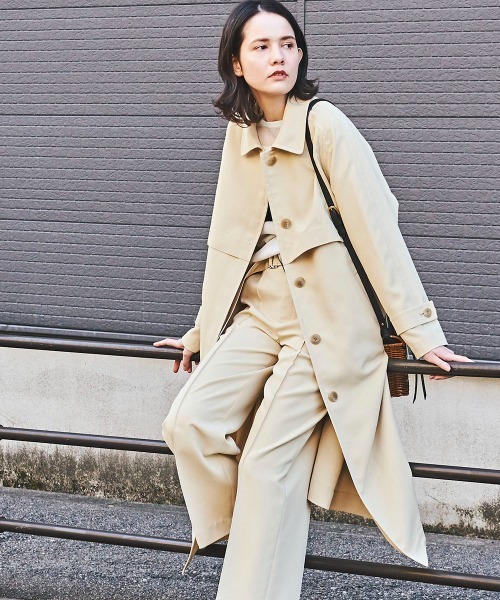 「la.f…」 トレンチコート 9号 イエロー レディース_画像3