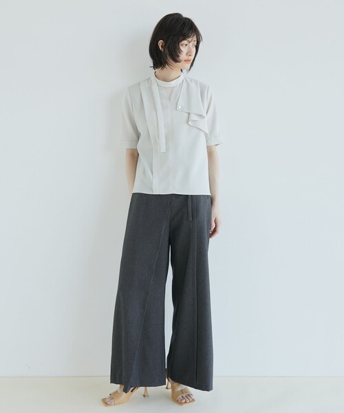 ブラウス シャツ 「ZOZO限定」ストレッチツイル2WAY ボウタイシャツジャケット レディース ブラウス シャツ 2way ボウタイ タック レディース : ZOZOTOWN