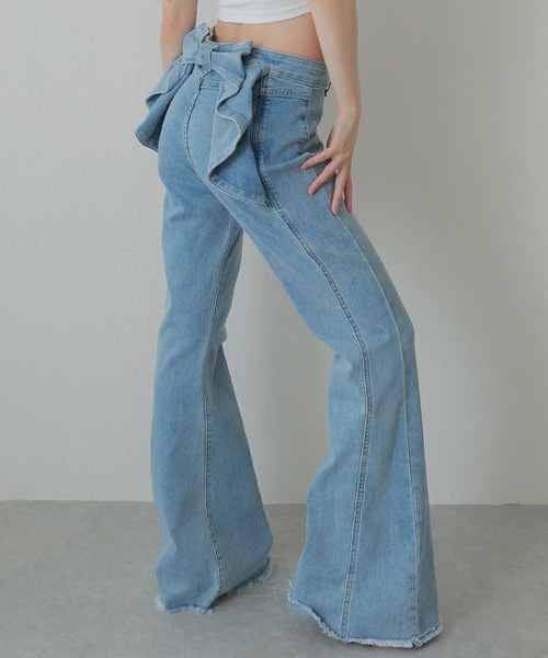 M DOLLY ジーンズ デニム デニムパンツ back ribbon flare denim pants