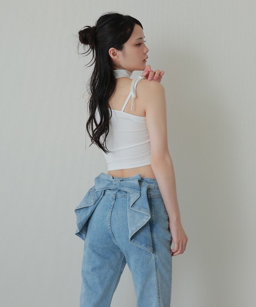 M DOLLY ジーンズ デニム デニムパンツ back ribbon flare denim pants