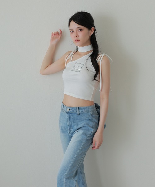 M DOLLY ジーンズ デニム デニムパンツ back ribbon flare denim pants