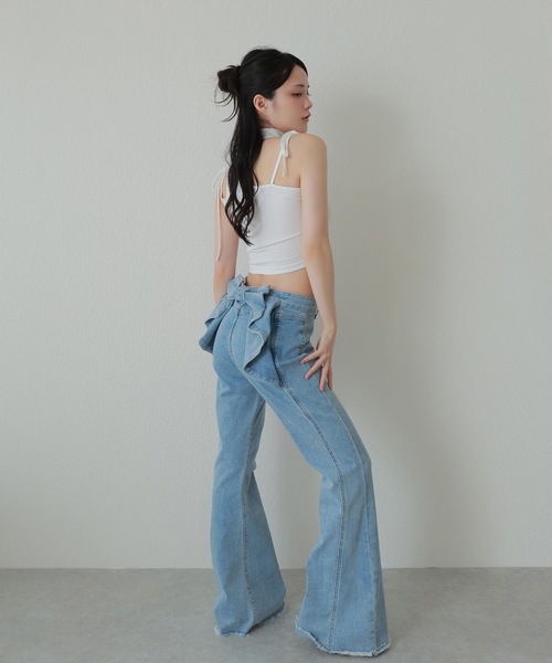 M DOLLY ジーンズ デニム デニムパンツ back ribbon flare denim pants
