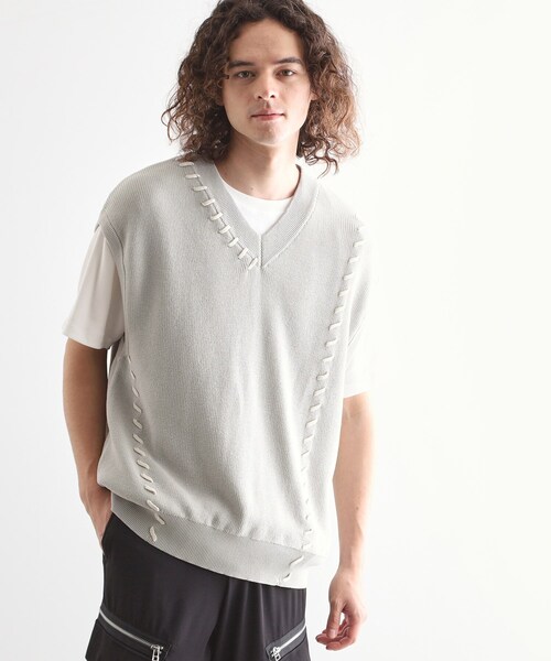 t.japan 超レア　ニットベスト WEAR SHiFT》リサイクルカシミヤ混Vネックニットベスト (644121-01