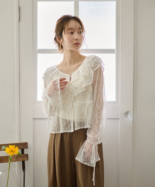 トップス FRILL SLEEVE SHEER SHIRT FRILL SLEEVE SHEER SHIRT（シャツ/ブラウス）｜Ameri（アメリ