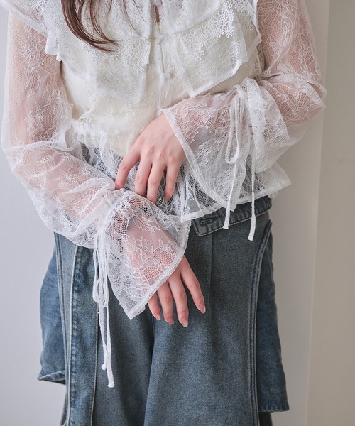 mideal フリルブラウス asymmetrical frill blouse / アシンメトリーフリルブラウス