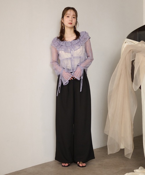 ブラウス シャツ sheer mesh border butterfly blouse(シアーメッシュボーダバタフライブラウス) レディース DRESSLAVE ブラウス シャツ sheer mesh border butterfly blouse