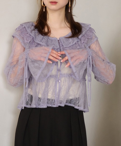 ブラウス シャツ frill blouse レディース mideal ブラウス シャツ sheer frill blouse / シアーフリル