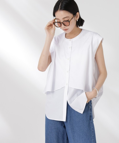 クールカレアン ノースリーブ ブラウス ホワイト TOPS | Cour Carre an ONLINE STORE