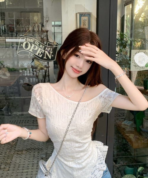 ROOP TOKYO tシャツ Asymmetrical All-Lace Top / アシンメトリー 総