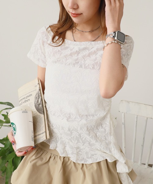 ROOP TOKYO tシャツ Asymmetrical All-Lace Top / アシンメトリー 総