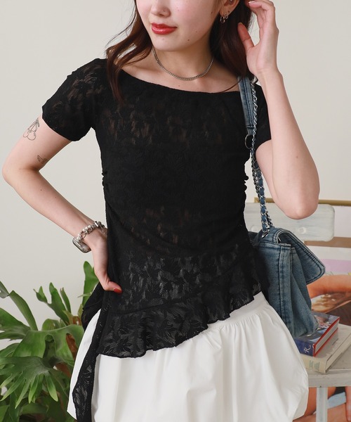 ROOP TOKYO tシャツ Asymmetrical All-Lace Top / アシンメトリー 総
