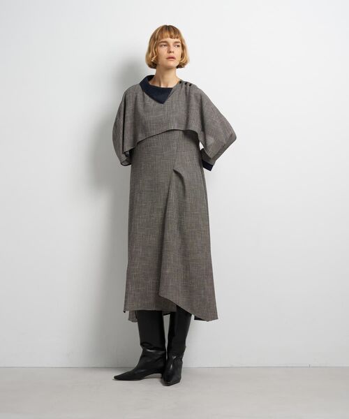 LANVIN en Bleu ワンピース アシンメトリーコンビワンピース