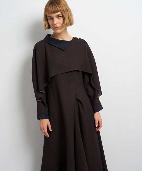 LANVIN en Bleu ワンピース アシンメトリーコンビワンピース