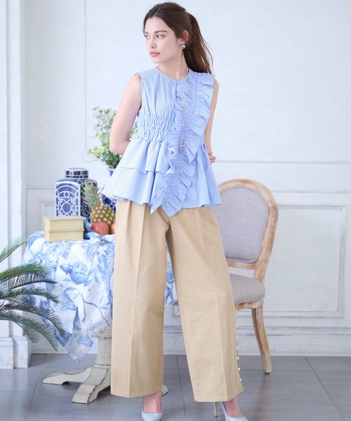Chesty - チェスティ chesty 新品 新作 トップス 0ピーコックフリルブラウス Chesty（チェスティ） ブラウス シャツ フリルブラウス レディース