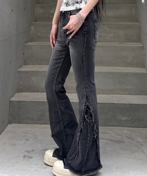 ZIPPER CLUB ジーンズ デニム デニムパンツ Washed Stretch Fringe