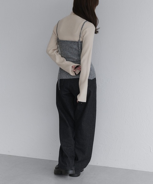 ハンドメイド　ニット　キャミソール( )✩‧₊ SEN TOKYO キャミソール さらっとお洒落。かぎ編み ショートVネック