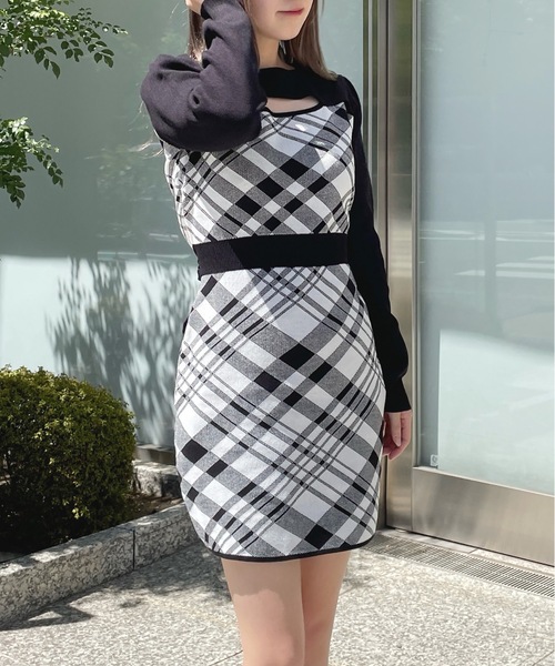 ジャガードバックリボンワンピース abc une face ワンピース ジャガードバックリボンワンピース