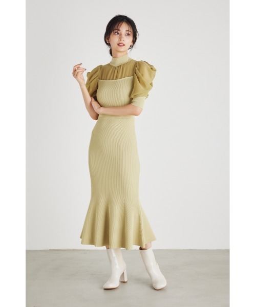 「rienda」 半袖ワンピース FREE ベージュ レディース_画像3