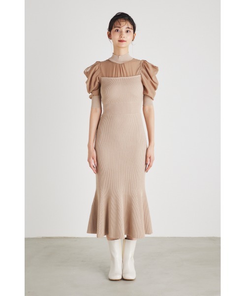 「rienda」 半袖ワンピース FREE ベージュ レディース_画像5