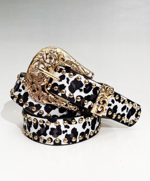 ベルト 90’s ヴィンテージ レオパード柄 スタッズ ハードコア ウェスタン ベルト パンクロック Y2K Y3K !! レディース | Candlestick | 04