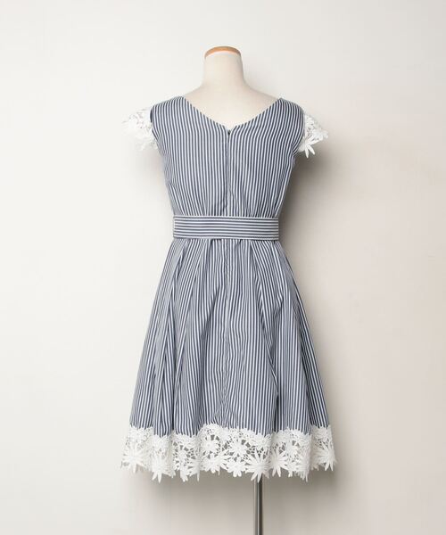 「WILLSELECTION」 ストライプ柄ノースリーブワンピース S ブルー レディース_画像2
