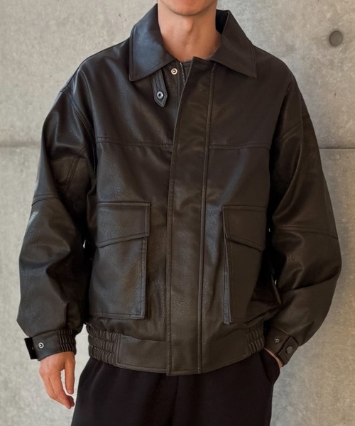 NYLAUS（ナイラス） ブルゾン アウター Oversize PU leather flight