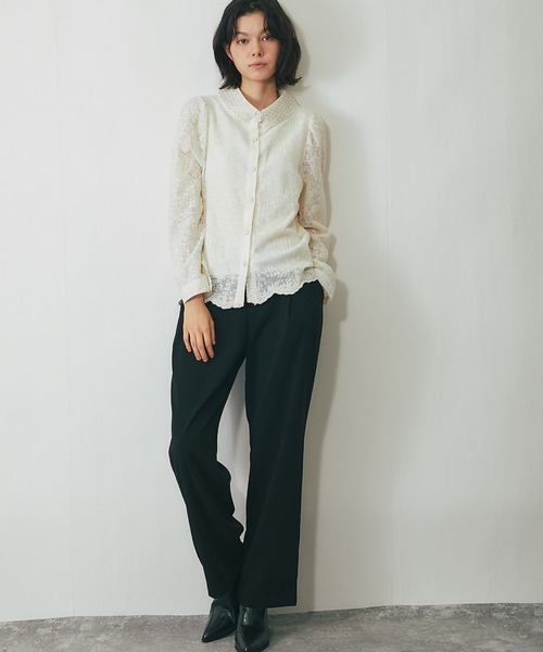 SMILE ORCHID（スマイルオーキッド） ブラウス シャツ 襟ビジュー付き