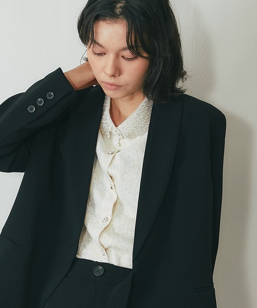 HIAND ビジュー付き　襟ブラウス チャイナ服 襟付き ビジュー ブラウス ブラウス|チャイナ服専門通販 Chinii
