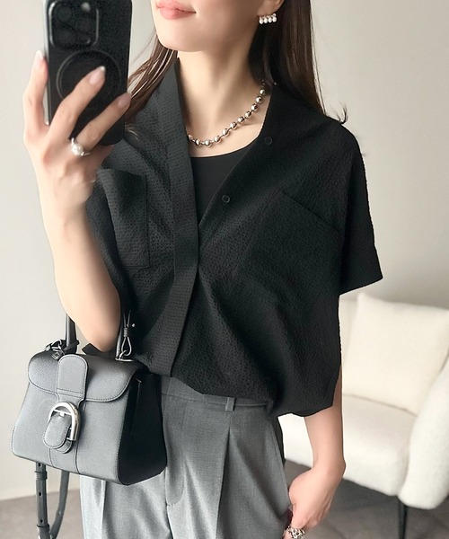 「classicalelf」 半袖ブラウス X-LARGE ブラック レディース_画像9