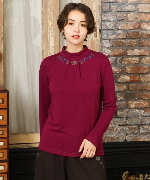 Jocomomola（ホコモモラ） tシャツ ベアスムース 配色刺繍カットソー