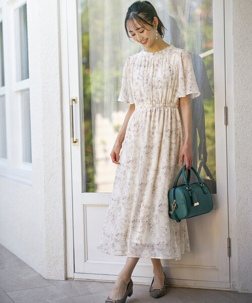 「ANY SIS」 半袖ワンピース 2 ベージュ レディース_画像2