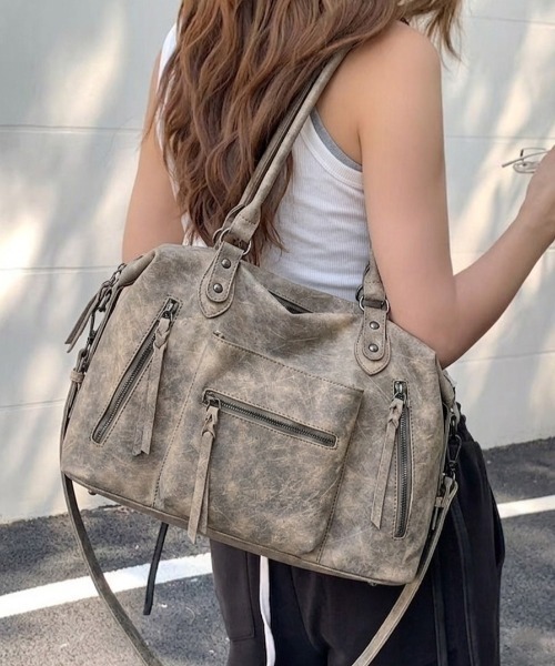 ショルダーバッグ バッグ ダブルジップ2WAYボストンショルダーバッグ/Y2K レディース | lulufa