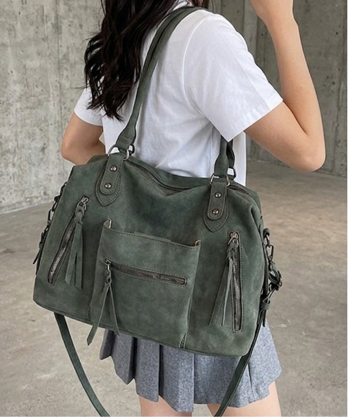 ショルダーバッグ バッグ ダブルジップ2WAYボストンショルダーバッグ/Y2K レディース | lulufa | 03