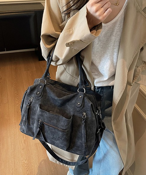 ショルダーバッグ バッグ ダブルジップ2WAYボストンショルダーバッグ/Y2K レディース | lulufa | 06