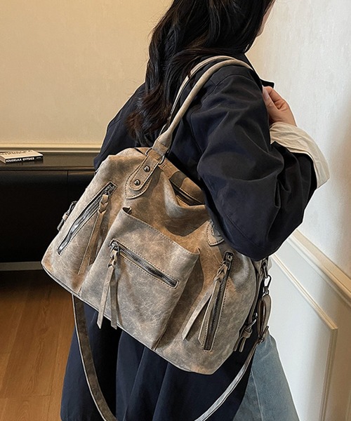 ショルダーバッグ バッグ ダブルジップ2WAYボストンショルダーバッグ/Y2K レディース | lulufa | 09