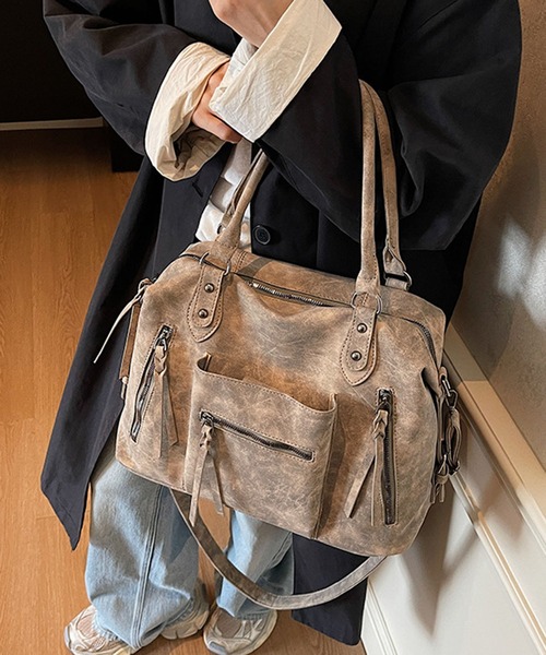 ショルダーバッグ バッグ ダブルジップ2WAYボストンショルダーバッグ/Y2K レディース | lulufa | 10