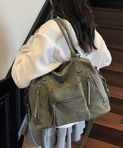 ショルダーバッグ バッグ ダブルジップ2WAYボストンショルダーバッグ/Y2K レディース | lulufa | 13
