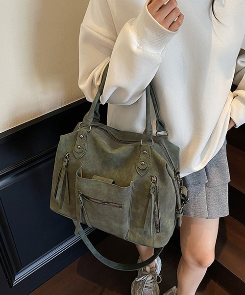 ショルダーバッグ バッグ ダブルジップ2WAYボストンショルダーバッグ/Y2K レディース | lulufa | 14