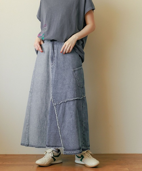 niko and…（ニコアンド） デニムスカート LARGE ブルー レディース