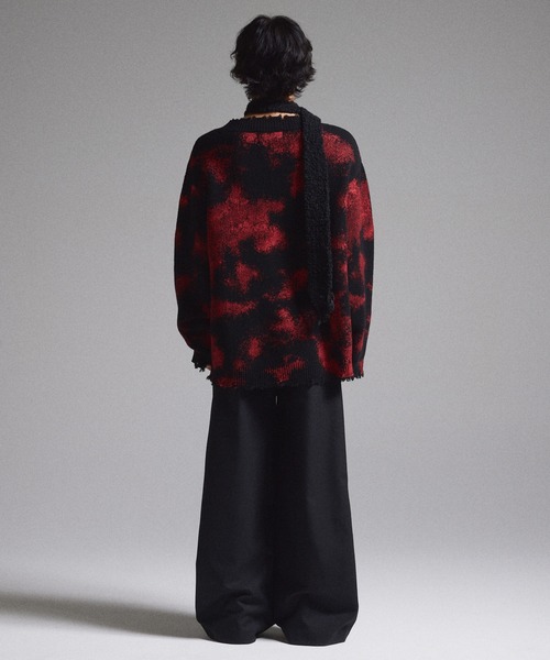 GRANCY セーター ニット 「GRANCY」Spray Damaged V-neck Wool Knit