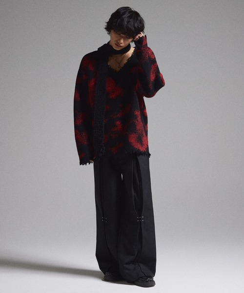 【GRANCY】スプレーダメージVネックウールニット GRANCY セーター ニット 「GRANCY」Spray Damaged V-neck Wool Knit