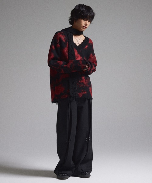 GRANCY セーター ニット 「GRANCY」Spray Damaged V-neck Wool Knit