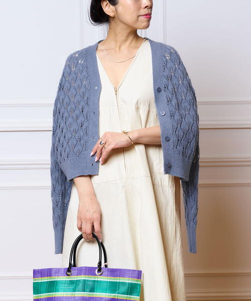 「IENA LA BOUCLE」 ニットカーディガン - ブルー レディース_画像3