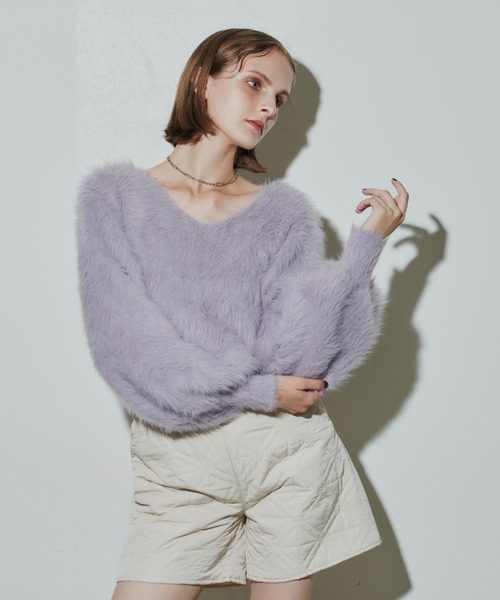 「VIOLETTA」 長袖ニット FREE チャコールグレー レディース_画像4